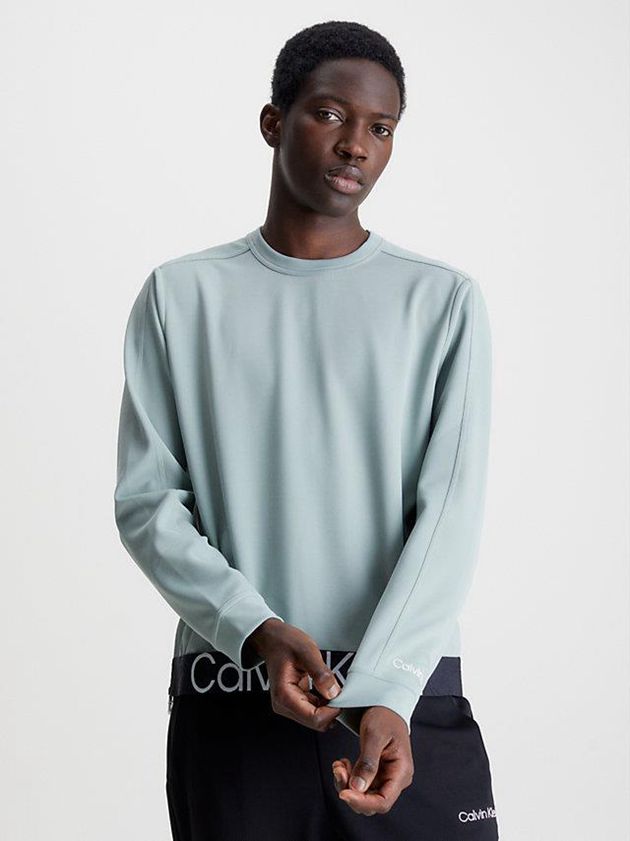 Calvin Klein USA Textured Twill Mens Sweatshirt Green 9376158-KH